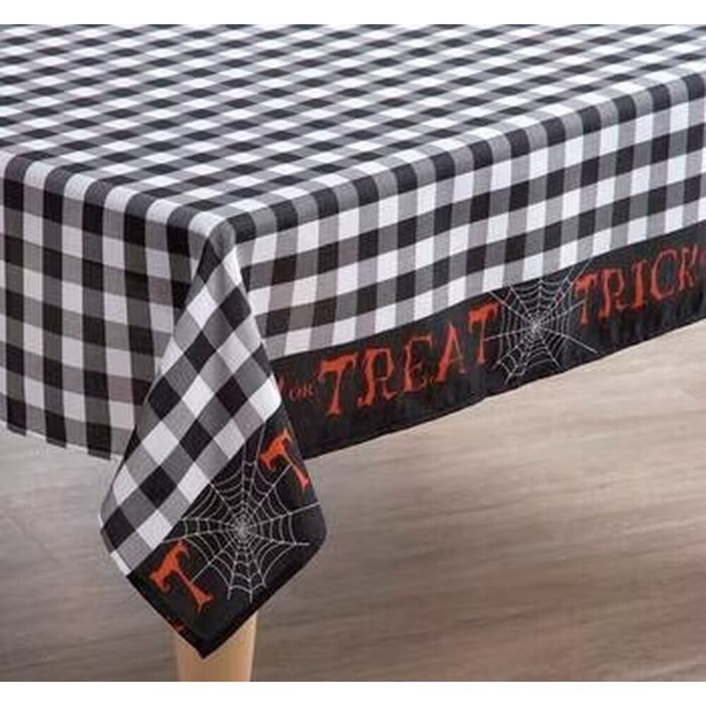 Printed Fabric  Tablecloth 60"x84"Oblong,HALLOWEEN,TRICK OR TREAT BLACK&WHITE,BM